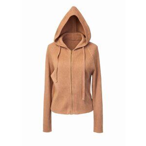 NWT Jackson Rowe Camel Hoody Full Zip Knit Sweater - XS